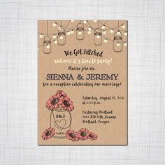 said i do bbq invitation wedding party wood mason jar flowers b6c8226d87559fe5d6a5e829c916a6db event invitations invitation suite said i do bbq invitation wedding party wood mason jar flowers,Reception Invitation Wording After Elopement