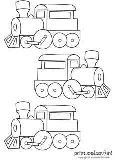 three trains coloring page print