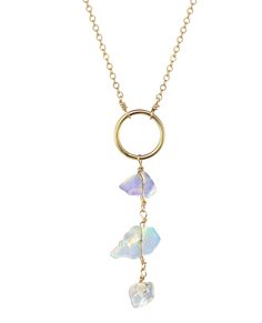 aquamarine and vermeil delicate gemstone necklace pink opal amazonite apatite Oak Hill fire opal