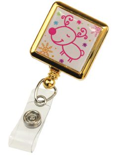 Red reindeer cream ribbon lanyard breakaway ID badge holder Christmas gift a