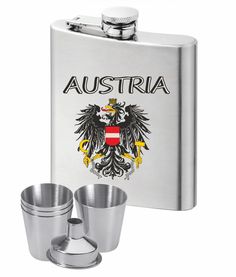 I am from Austria Bedruckt anstelle Gravur f/ür den Wahren /Österreich Austria Fan Flachmann Metall