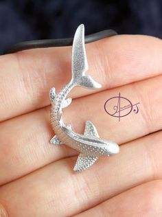 Designer Jewelry Gifts for Scuba Divers and Fishers Shark Fish Pendant Necklace Solid Sterling Silver 925
