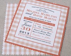 vintage picnic basket wedding invitations gingham wedding