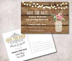 rustic wedding save the date postcard mason jar save the date postcard in size options - Free Save The Date Postcard Templates rustic wedding save the date postcard mason jar save the date postcard in size options - Free Save The Date Postcard Templates