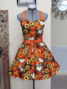 Pumpkin Apron Adult Cotton Fall Harvest Autumn Thanksgiving Baking