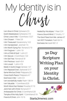 Bible Verses on My Identity in Christ | Scripture Writing Plan Identity in Christ | What is my Identity in Christ? | Finding Your Identity in Christ #IdentityinChrist #scripturewritingplan #WhatismyIdentityinChrist #devotionsforwomen #FreedominChrist #WhoIAminChrist Scripture Writing Plans, Bible Plan, My Bible, Scripture Journal, Bible Text