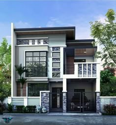 Modern home Two Story House Design, 2 Storey House Design, Bungalow House Design, Small House Design, Duplex House, Contemporary House Exterior, Modern Exterior House Designs, Exterior Design