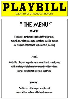 Blank Playbill Cover Template Corrzoodicsu50s Soup Menu Card Playbill Broadway Diy Template 5 X 7 Inch Wedding Editable Digital File