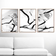 abstract art print set 3 black white abstract art printable