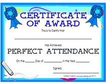 pin by sylvia archibald on just fun attendance certificate printable perfect attendance award