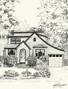 Architecture Drawing Of House custom house portrait - drawing of house in ink, black and white Architecture Drawing Of House custom house portrait - drawing of house in ink, black and white