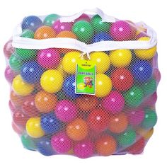 7 Bright Colors in Reusable and Durable Storage Mesh Bag Crush Proof Plastic Ball Pit Balls 5.5cm 50pcs