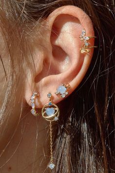 Moon Stud Earrings for Women dainty moon studs Crescent Moon studs Micro pave Gold Celestial Jewelry gift for her