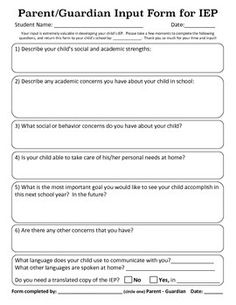 blank iep form template