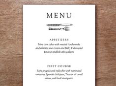 dinner menu templates free