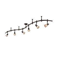 Catalina 6 Light Standard Bronze Decorative Flexible Track Portfolio 6 Light Bronze Decorative Flexible Track With Tea Stained Gl