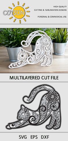 Download 590183 Cut Files Design Bundles 3d Layered Cat Mandala