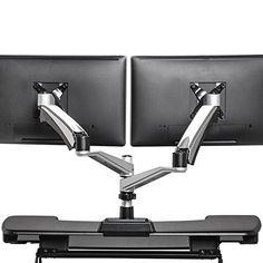 VIVO Black Height Adjustable Gas Spring Extended Arm Single Monitor Wall Mount F