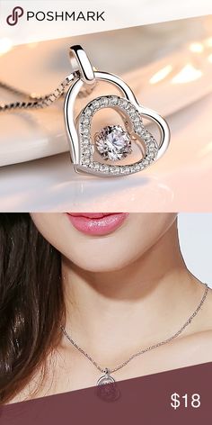 Ashley Jeweller Sterling Silver Dancing Couple Wedding CZ Pendant Necklace 18 inches