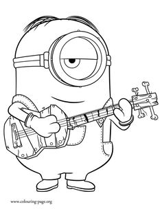 In This Beautiful Picture Stuart Is Playing Guitar Print And Color Free Minions