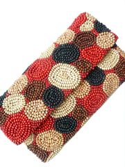 Wood Bead Clutch Evening Bag Red Circles by Moyna for IMPERIO jp from IMPERIO jp
