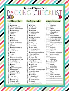packing list for a trip