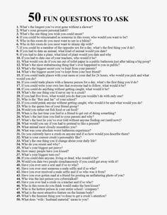 50 FUN QUESTIONS TO ASK A GUY - Wonder Cottage Personal Questions, Interesting Questions To Ask Friends, 50 Questions Game