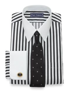 Paul Fredrick Mens Pinpoint Windsor Spread Collar French Cuff Dress Shirt