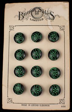 1920/'s 24 Czech made Small Black Shank Buttons Vintage Buttons