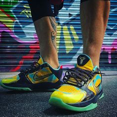 Nike Kobe 5 Protro Mens Basketball Shoes 386429 701 Yellow Black ... Kobe 5 Prelude On Feet