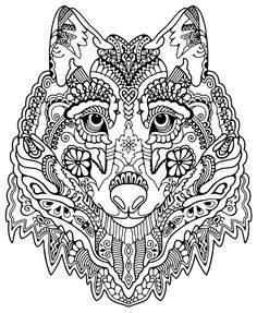 Wolf Abstract Doodle Zentangle Coloring Pages Colouring Adult Detailed Advanced Printable