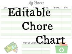 editable chore chart free
