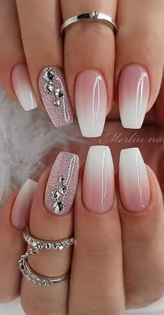 53+ Cute and Amazing Ombre Nails Design Ideas For Summer - Page 13 of 53 - Daily Women Blog Coffin Nails Designs, Ombre Nail Designs, Nail Designs Glitter, Best Acrylic Nails