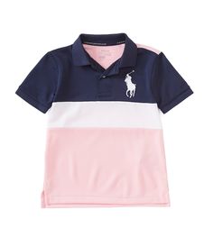 New Polo Ralph Lauren Girl/'s Colorblock Mesh Dress Purple Multi 3T 6