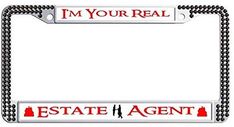 REALTOR I SELL HOUSES CAREER License Plate Frame Stainless Metal Tag Holder