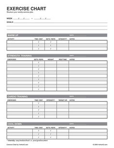 printable exercise chart printable workout log this website has a workout charts