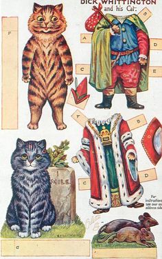 Cats 4 x 6/"-16 x 24/" Louis Wain Little Red Riding Hood Cat Art Print Cat Decor