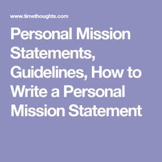 my personal mission statement