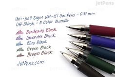 Burdeos Negro 5 X Uni-Ball Signo UM-151 0.38mm Ultra Fina Plumas Rollerball Gel