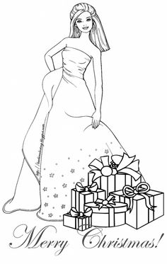 Christmas Barbie Coloring Pages