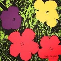 POP ART POSTER RED FLOWERS BY ANDY WARHOL FRENCH PRINTING ON HEAVY STOCK PAPER
