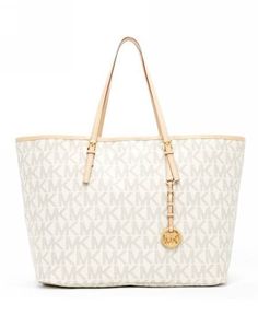 MICHAEL Michael Kors Jet Set Travel MK Logo Tote Vanilla
