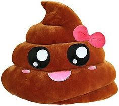Plush Hat One Size Ages 6 Emoticon LED Poop Emoji With Bow