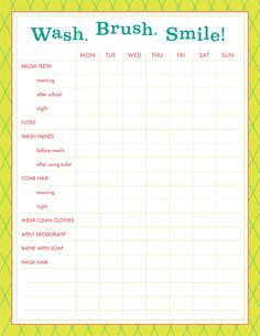 monthly personal hygiene chart health ideas resources personal hygiene charts