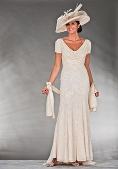 Silk Coat And Trousers Love This Outfit Again More Me Than A Fancy Mother Of The Bride Groom Outfit Long Cream Sequinned Dress With Cap Sleeves And