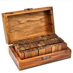 Wooden Rubber Upper 70 Pc Lower Case Alphabet Letters Number Stamps Set Retro