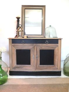 Bahut style Louis Philippe 19eme relooké bois et noir Antique Furniture, Upcycling, Painted Furniture, Salon Style