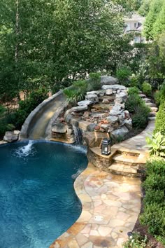 Backyard Pools With Slides swimming pool, slide, diving board, hot tub, and waterfall what Backyard Pools With Slides swimming pool, slide, diving board, hot tub, and waterfall what