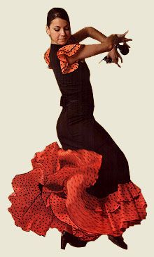 Deluxe Español Baile Flamenco Falda Falda Negra y Naranja Lunares Volantes Nuevo