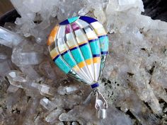 Hot Air Balloon Brooch With Tiny Matching Hot Air Balloon Earrings